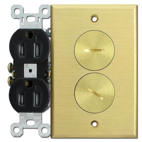 Floor Mounted Tamper Resistant Duplex Outlets with Brass Cover Plate