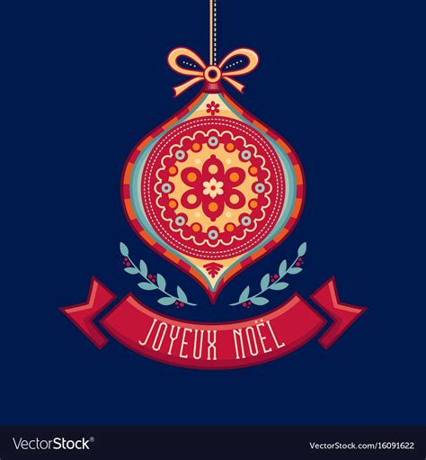 Christmas card joyeux noel joyous decor Royalty Free Vector