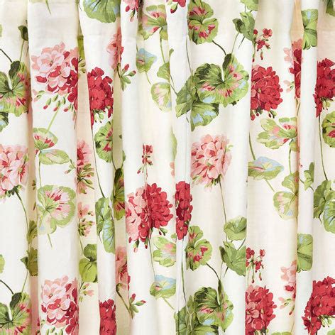 Geranium Floral Cotton Pencil Pleat Ready Made Curtains