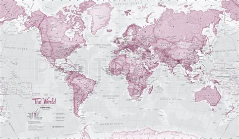 World Map Political Pink – high-quality wall murals with free US delivery – Photowall