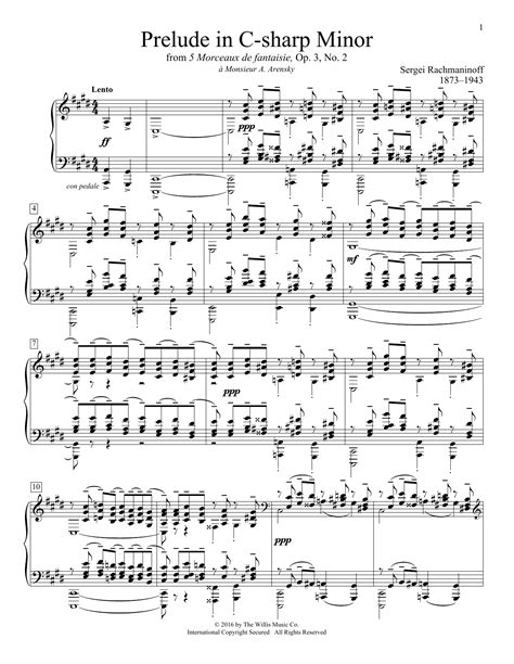 Prelude In C-Sharp Minor by Sergei Rachmaninoff Sheet Music for Educational Piano at Sheet Music ...