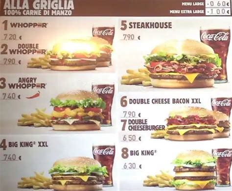 burger king menu