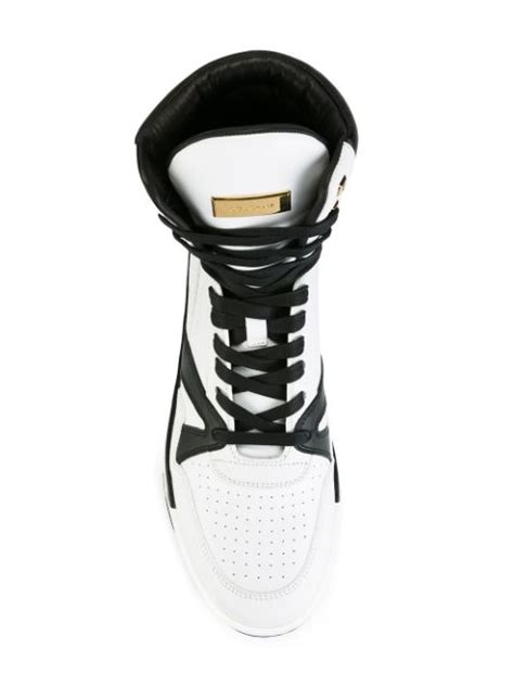 BUSCEMI MEN'S 150MM LEATHER HIGH-TOP SNEAKERS, WHITE & BLACK | ModeSens