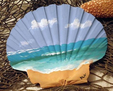 Hand Painted Beach scene on LARGE scallop shell | Hand Painted ...