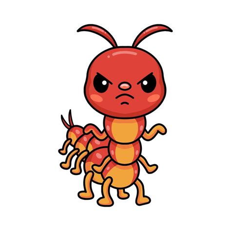 Cute angry little centipede cartoon 12750651 Vector Art at Vecteezy