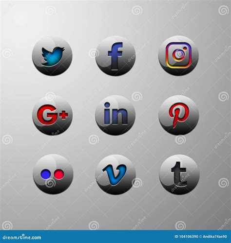 3d Icon Buttons Social Media Editorial Image - Illustration of icon, popular: 104106390