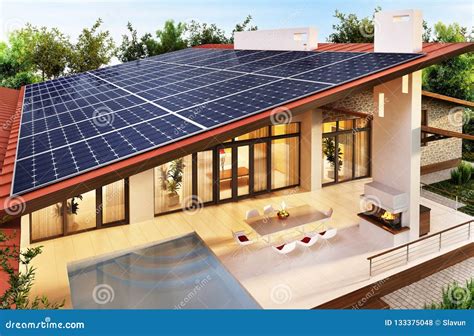 Solar Panels on the Roof of the Modern House Editorial Stock Photo ...