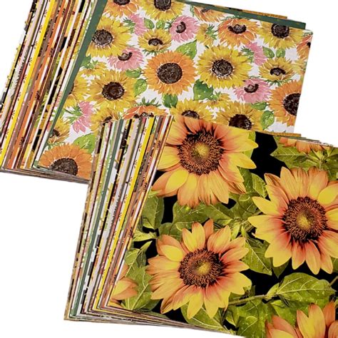 Sunflower Scrapbook Paper 30pc Sunflower Crafting Paper Sheets 6x6inch ...