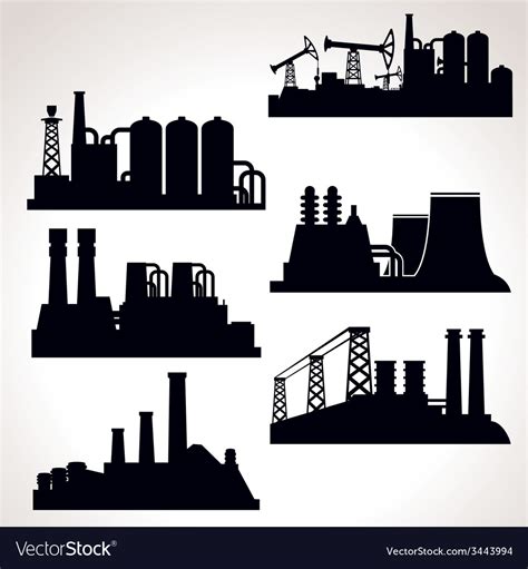 Set of industrial buildings Royalty Free Vector Image