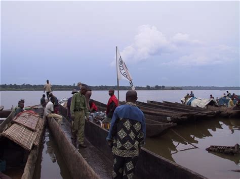 Kisangani, along the banks of the Congo river. Mooring port for the ...