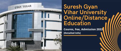 Suresh Gyan Vihar University Online/Distance Education: Courses, Fees, Admission 2022 [Detailed ...