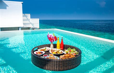 Breakfast Comes Floating In Maldives Luxury Resort