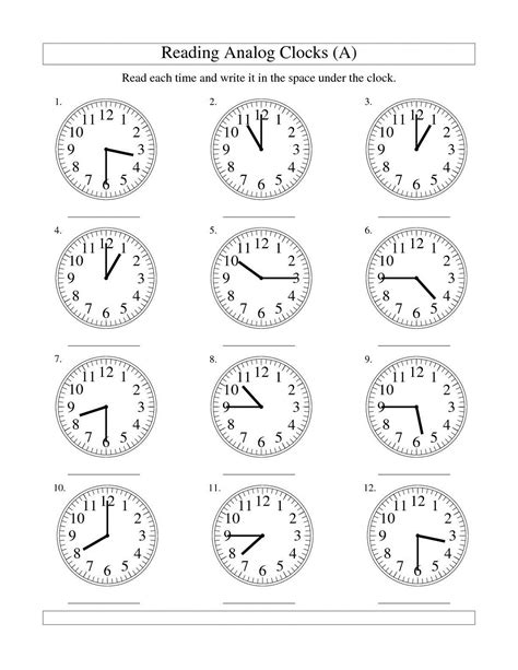 Reading Clock Worksheets For Kindergarten