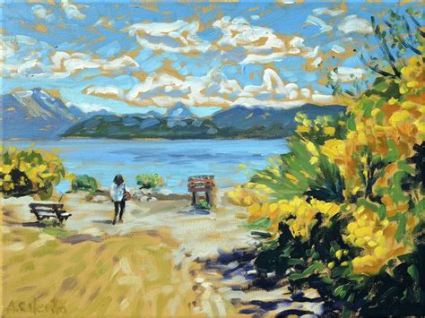 Hacia el Lago, Villa La Angostura, Neuquen - Argentina Painting by Alejandro Cilento | Saatchi Art