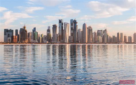 - Doha skyline at sunrise, Qatar | Royalty Free Image