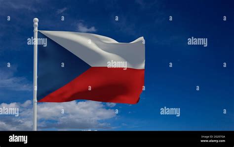 Czech Republic national flag, waving in the wind. 3d rendering, CGI ...