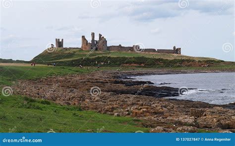 Dunstanburgh Castle in Northumberland, Northern England Editorial Photography - Image of beach ...