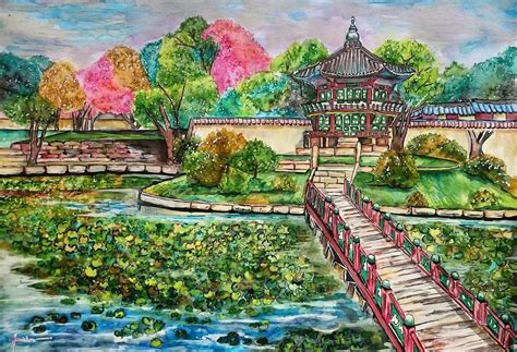 Buy Gyeongbokgung palace (Seoul South Korea) Handmade Painting by ...