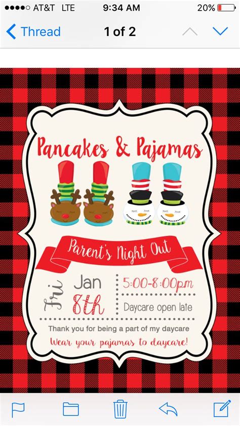 Parents night out invitation | Pinterest crafts, Parent night, Pancakes and pajamas