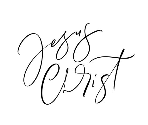 Jesus Christ hand written vector calligraphy lettering Bible text. Christianity quote for design ...