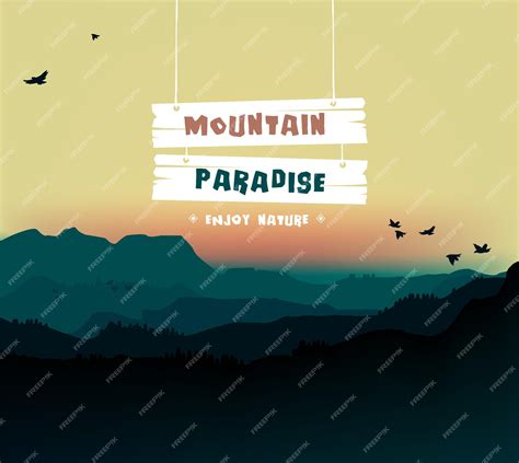 Premium Vector | Mountains landscape with forest and sky and vacation ...