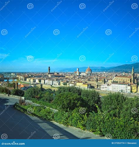 Florence Skyline. Panorama from Michelangelo Park. Stock Photo - Image ...