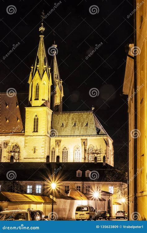 Church of St. Moritz, Kromeriz, Czech, Night Stock Image - Image of ...