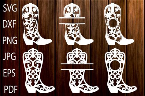 Cowgirl Boots SVG, Cowboy Boots Monogram Frames, Western SVG