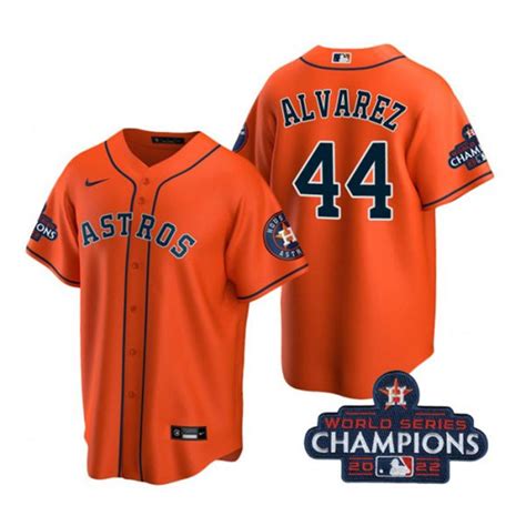 Astros 44 Yordan Alvarez Orange 2022 World Series Champions Cool Base Jersey