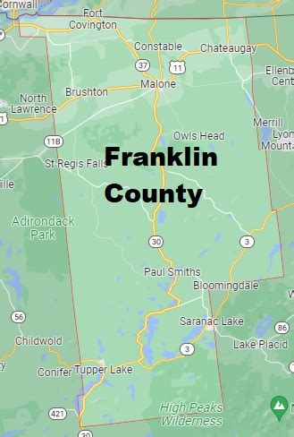 Franklin County on the map of New York 2024. Cities, roads, borders and directions in Franklin ...