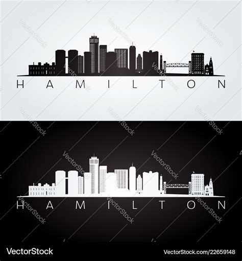 Hamilton skyline and landmarks silhouette Vector Image