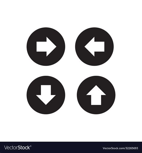 Set arrow right left up down icon button Vector Image