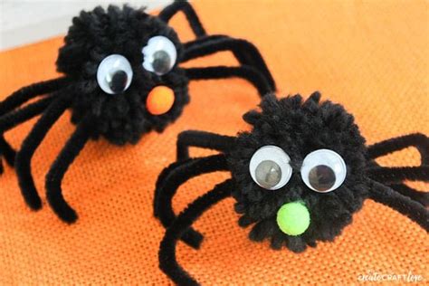 Pom Pom Spiders for Halloween | Pom pom spiders, Pom pom crafts, Spider crafts