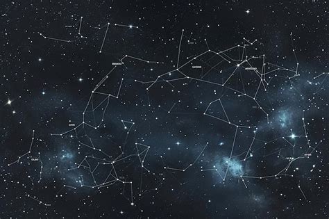 Premium AI Image | Constellations and star maps against a dark sky backdrop