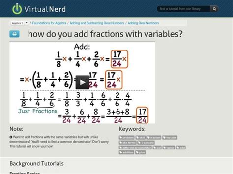 How Do You Add Fractions with Variables? Instructional Video for 8th - 9th Grade | Lesson Planet