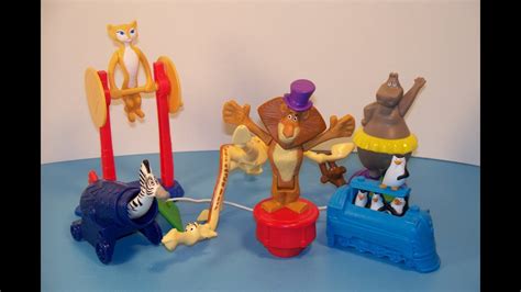 2012 MADAGASCAR 3 SET OF 6 McDONALD'S HAPPY MEAL MOVIE TOY'S VIDEO REVIEW - YouTube