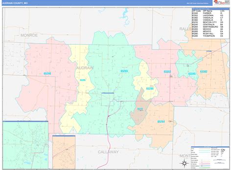 Audrain County, MO Wall Map Color Cast Style by MarketMAPS - MapSales.com