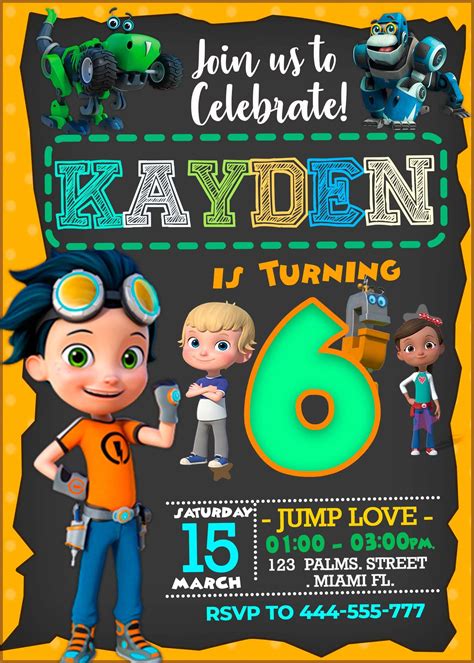 Rusty Rivets Birthday Party Invitation | Awesome Invite | Birthday party invitations, Birthday ...