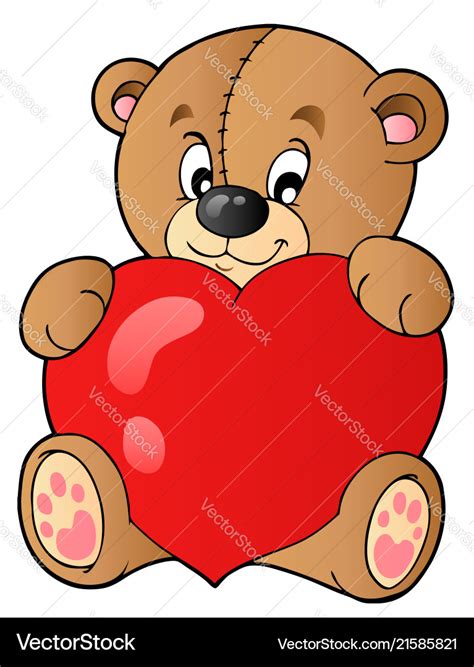 Cute teddy bear holding heart Royalty Free Vector Image