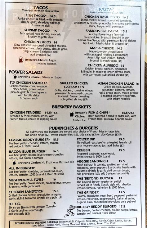 Menu at Powerhouse Restaurant & Brewery, Puyallup