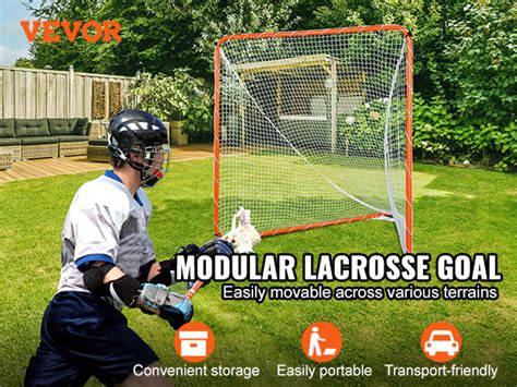 VEVOR Lacrosse Goal, 6' x 6' Lacrosse Net, Steel Frame Backyard Lacrosse Training Equipment ...