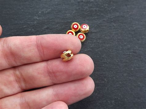 Evil Eye Beads Red Evil Eye Enamel Evil Eye Bead Bead | Etsy