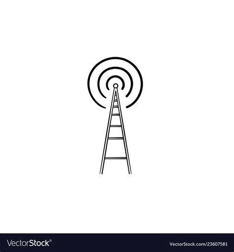 Radio tower hand drawn outline doodle icon Vector Image