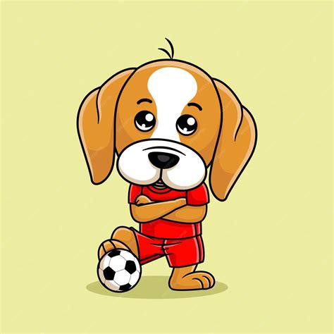 Premium Vector | Cartoon dog playing football illustration