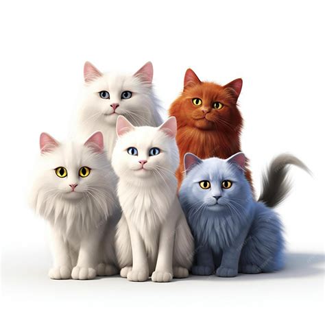 Premium AI Image | Group of cats isolated on a white background