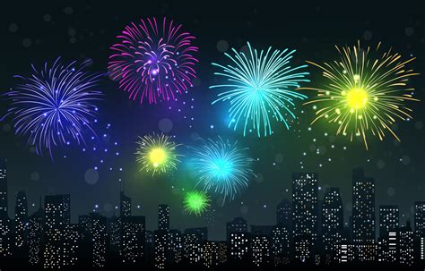 Fireworks on city night scene 618521 Vector Art at Vecteezy