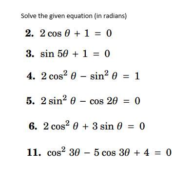 Solved Solve the given equation (in radians) 2 cos theta + | Chegg.com