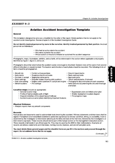 Aviation Accident Investigation Template Exhibit 9-3 printable pdf download