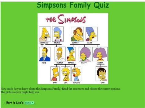 Simpsons family quiz