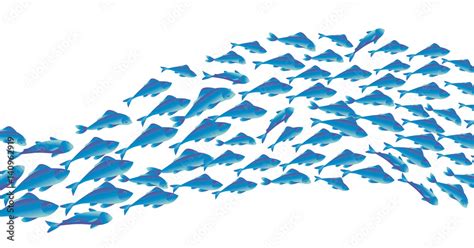 School of fish vector illustration for header, web, print, card and ...